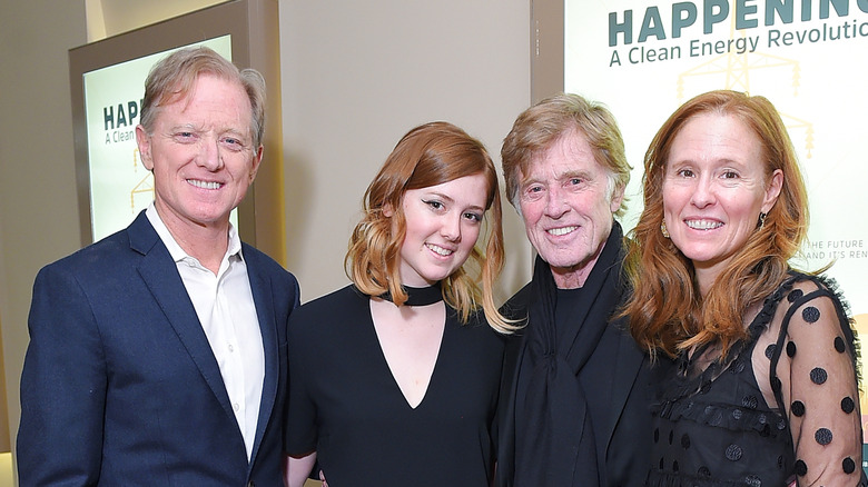 Robert Redford with his son, daughter and granddaughter.