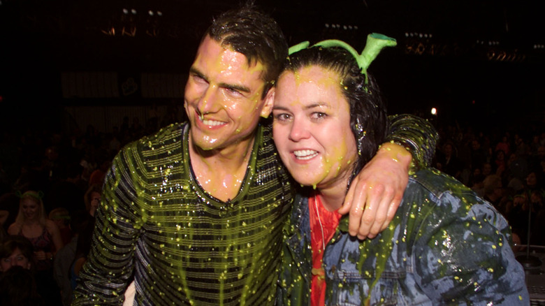 Tom Cruise and Rosie O'Donnell covered in faux slime