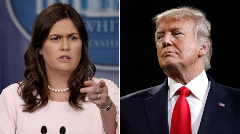 Sarah Huckabee Sanders and Donald Trump