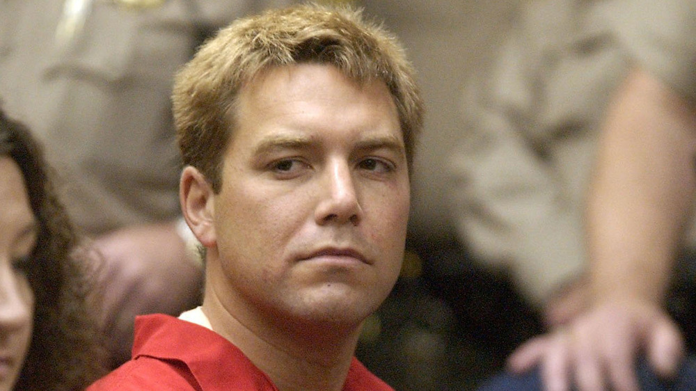 Scott Peterson wearing red jumpsuit