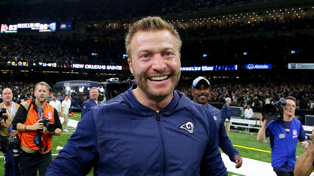 Sean McVay celebrating after a win