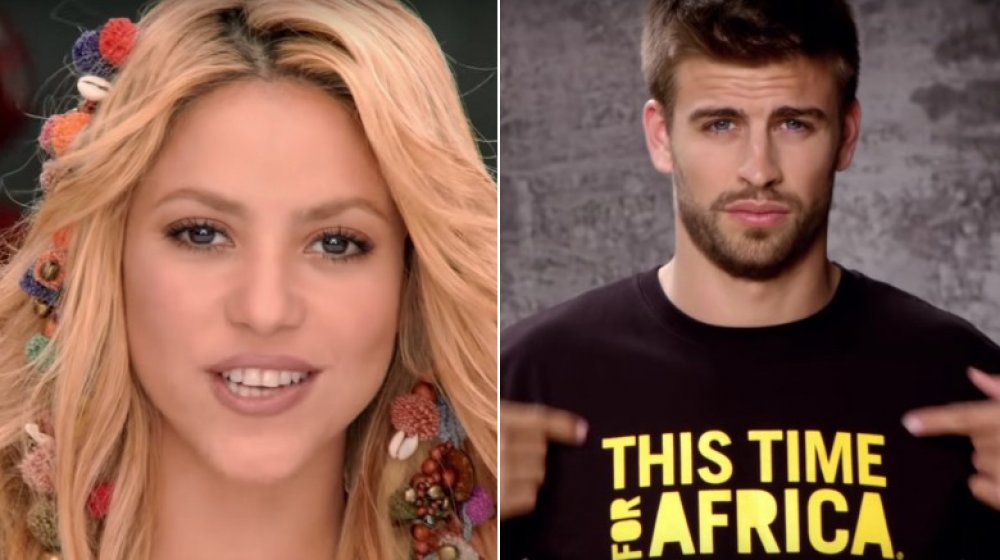 Shakira and Gerard Piqué in the "Waka Waka" video