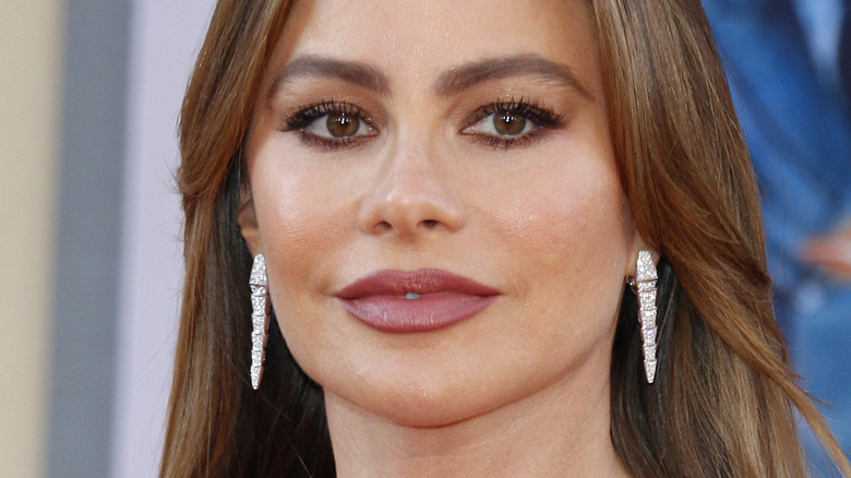 Sofia Vergara with serious expression on red carpet