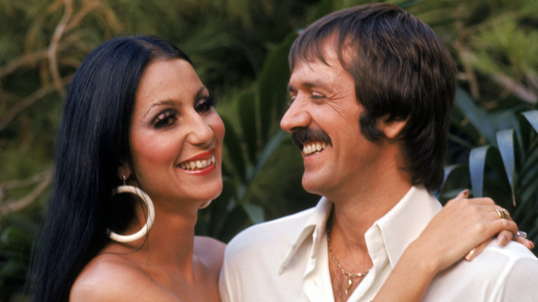 Sonny and Cher smiling while embracing
