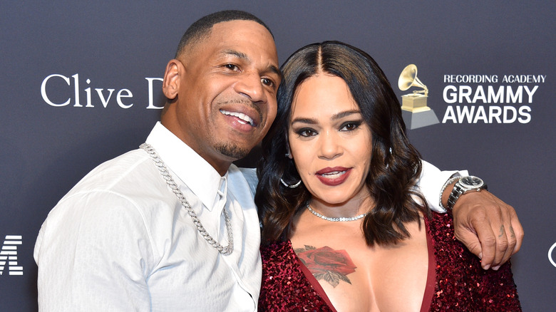 Stevie J, Faith Evans, smiling, 2020 photo