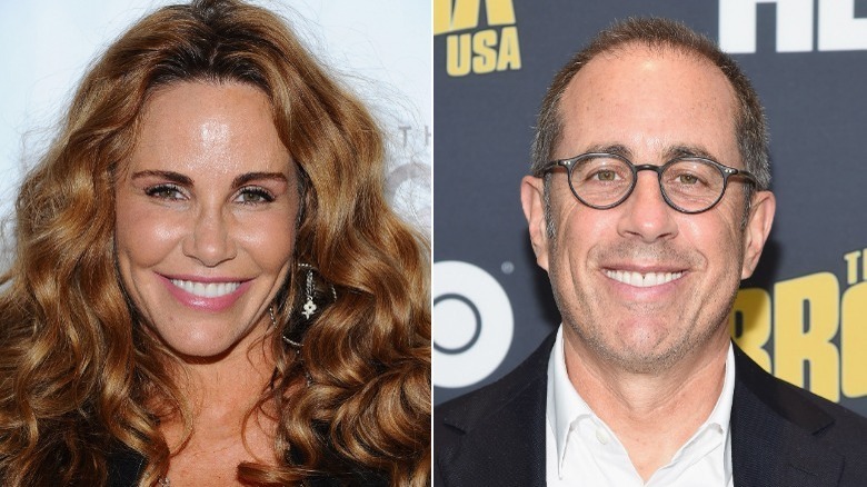 Tawny Kitaen and Jerry Seinfeld smile in split image