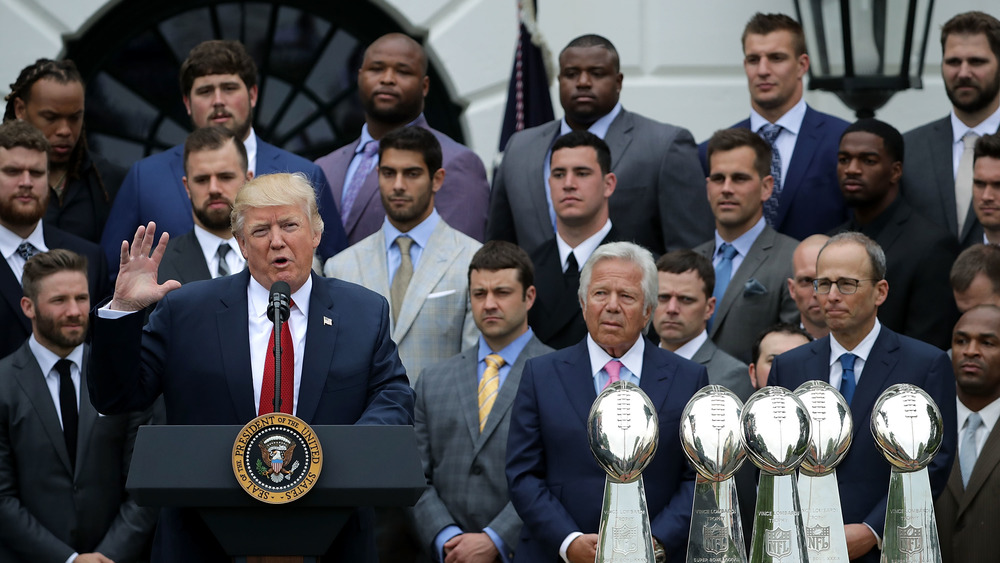 Donald Trump hosts members of the New England Patriots