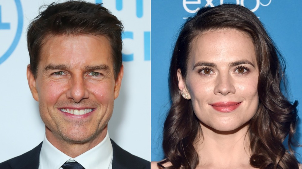 Tom Cruise and Hayley Atwell smiling