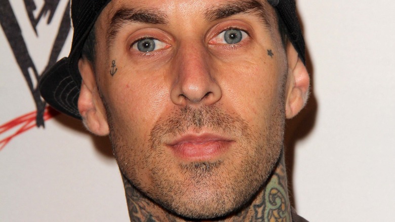 Travis Barker looking at the camera