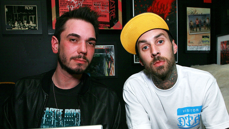 Travis Barker with DJ AM in the studio