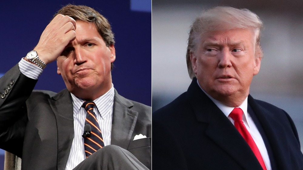 Tucker Carlson and Donald Trump split image