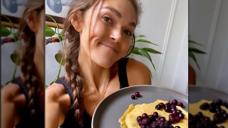 Melissa Bartow holding pancakes