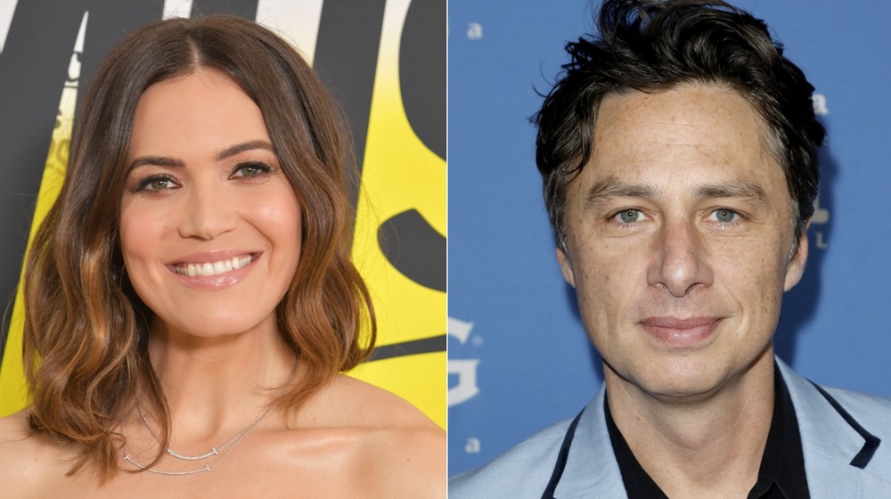 Mandy Moore smiling, Zach Braff smiling