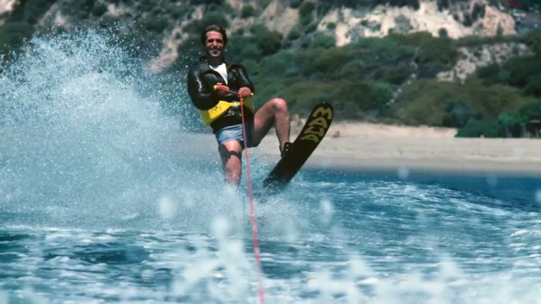 Fonzie waterskiing