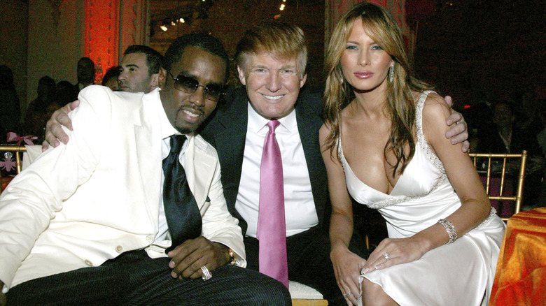 Diddy posing with Donald and Melania Trump