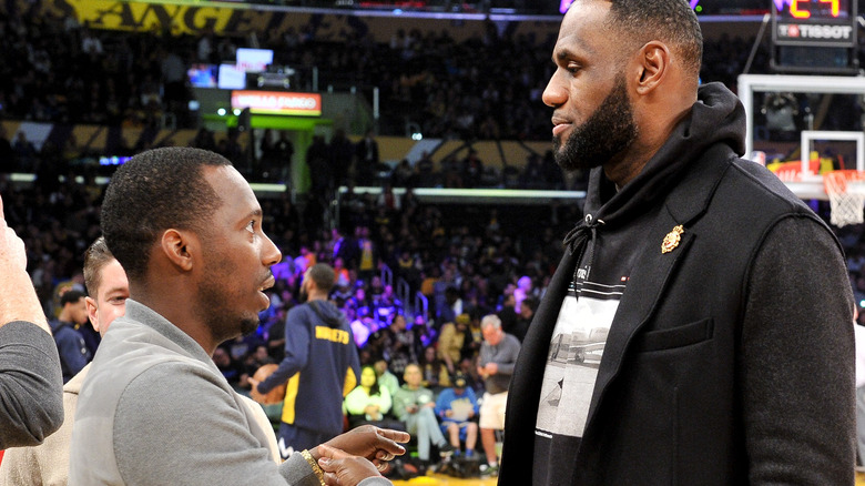 Lebron James and Rich Paul Talking at the Game 