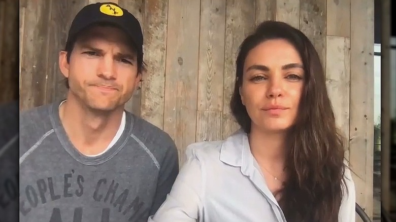 Ashton Kutcher and Mila Kunis making video in support of Ukraine