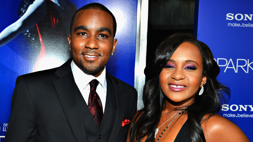 Bobbi Kristina Brown and Nick Gordon posing on the red carpet