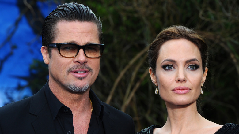 Brad Pitt and Angelina Jolie in all black