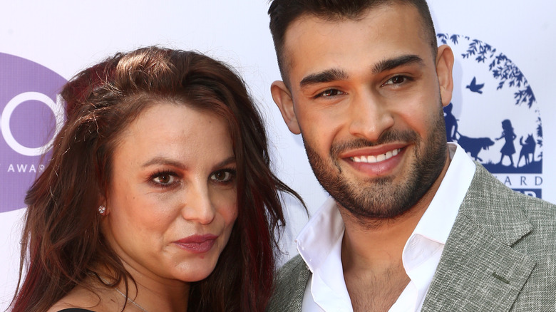 Britney Spears and Sam Asghari posing