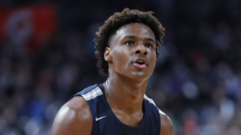 Bronny James in a game