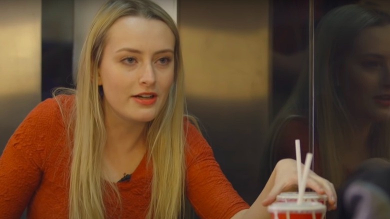 Amerlia Dimoldenberg during first episode of Chicken Shop Date