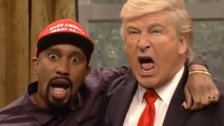 Chris Redd as Kanye West and Alec Baldwin as Donald Trump on SNL