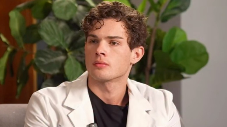 Close-up of Clavicular during interview