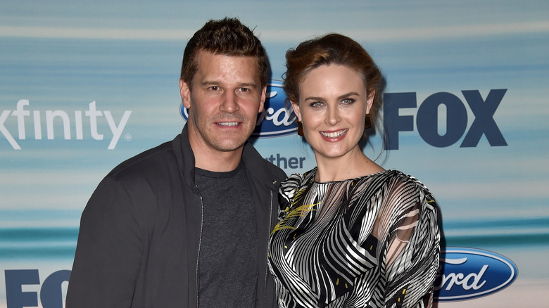 David Boreanaz and Emily Deschanel posing together