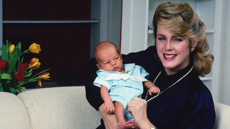 Deborah Norville with newborn son Niki March in 1991