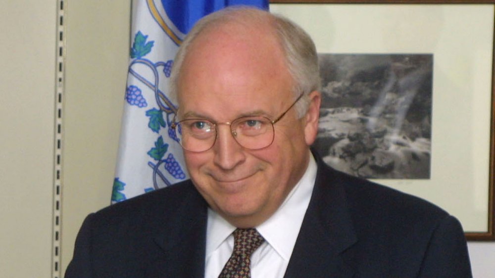 Dick Cheney at press briefing in 2000