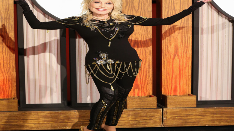Dolly Parton at press conference ahead of her 50-year anniversary with the Grand Ole Opry celebration