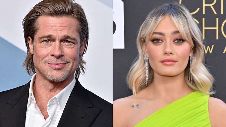 Brad Pitt smiling, Ella Purnell blonde hair