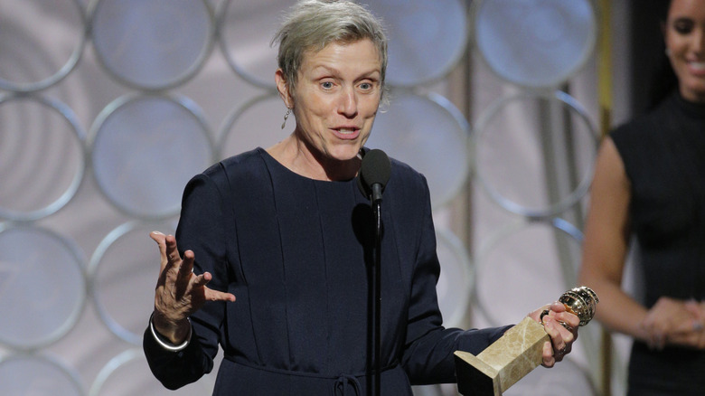 Frances McDormand accepting an award