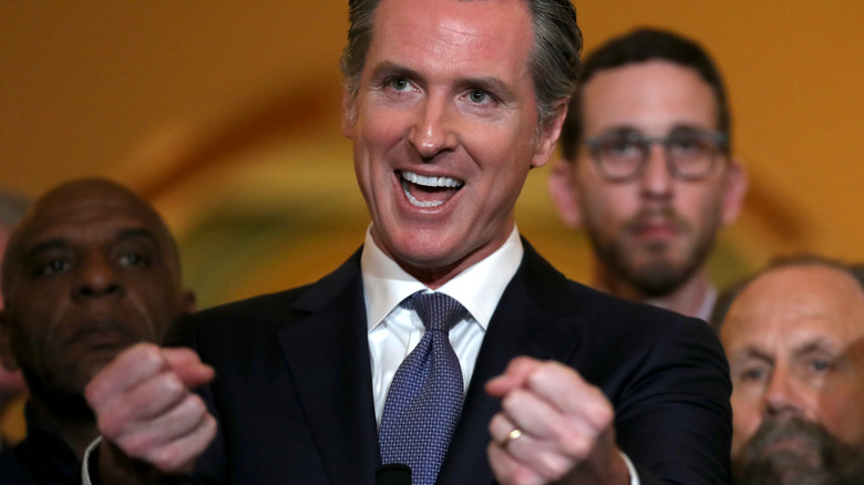 Gavin Newsom speaking at an event