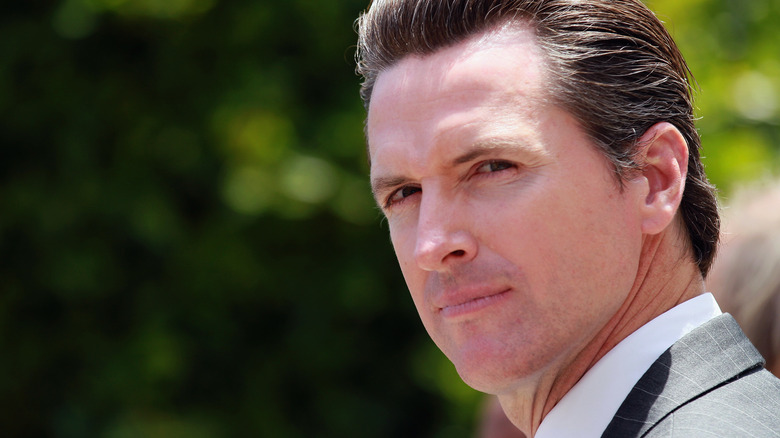 Gavin Newsom photographed outside