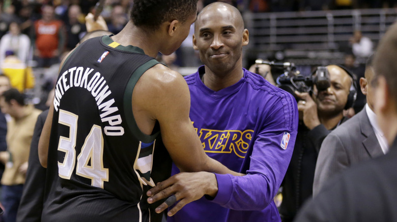 Kobe Bryant and Giannis Antetokounmpo hugging