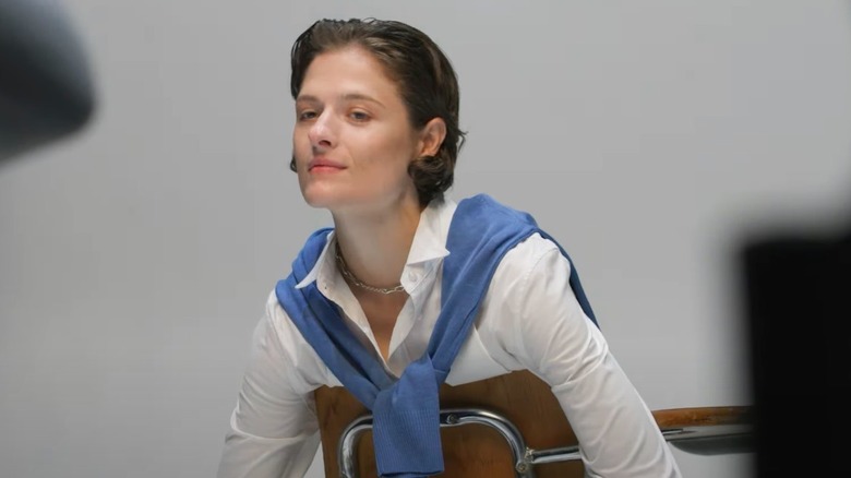 Louisa Jacobson in character for Off-Broadway play Trophy Boys