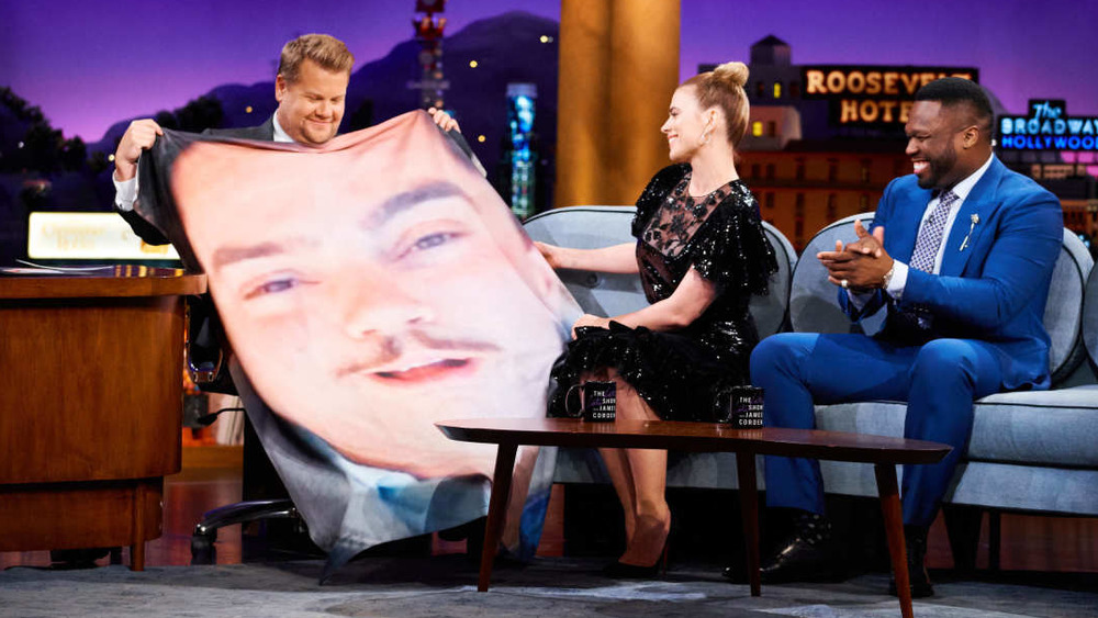 James Corden, Hayley Atwell, and 50 Cent on talk show