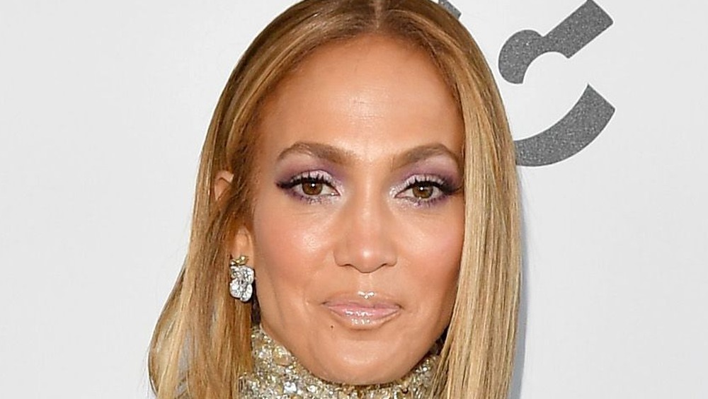 Jennifer Lopez smiles on a 2020 red carpet