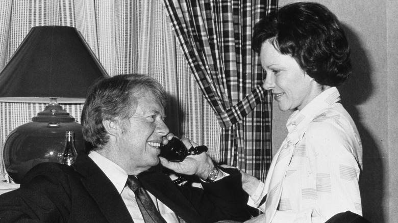 Jimmy Carter and Rosalynn Carter, both smiling