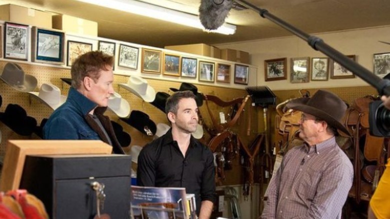Jordan Schlansky and Conan O'Brien in a sketch