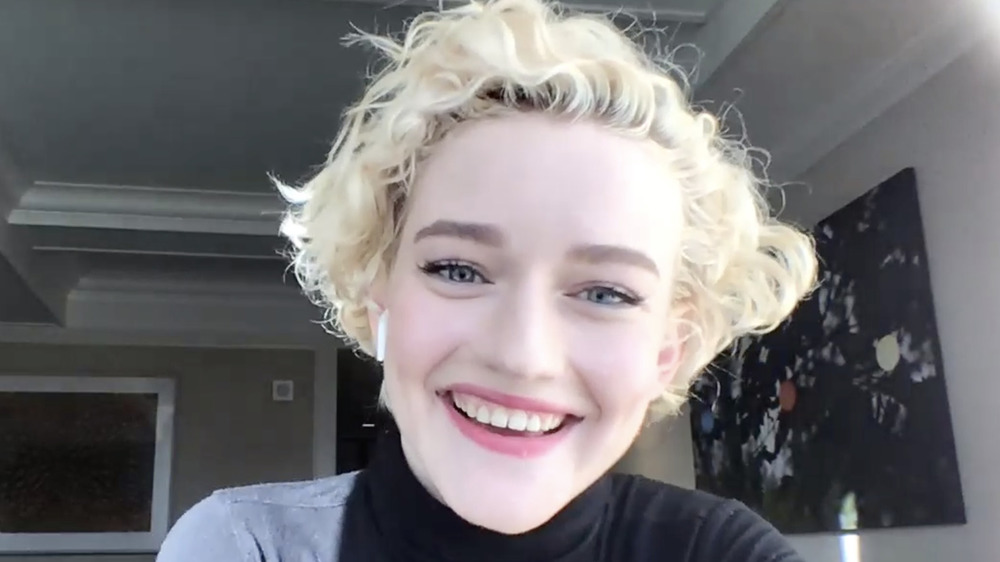 Julia Garner smiling on telecall