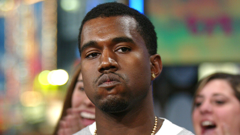 Kanye West with a serious face