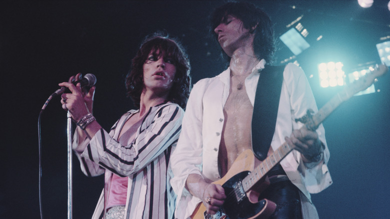 Mick Jagger and Keith Richards performing