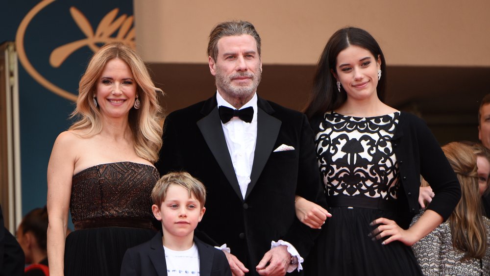  Kelly Preston (L) and John Travolta of "Gotti" pose with their children Ella Bleu Travolta (R) and Benjamin Travolta at the red carpet screening of "Solo: A Star Wars Story" during the 71st annual Cannes Film Festival