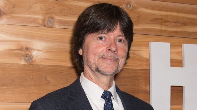 Ken Burns in front of wood