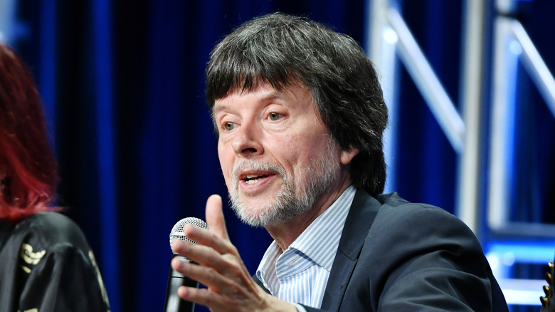 Ken Burns speaking on stage