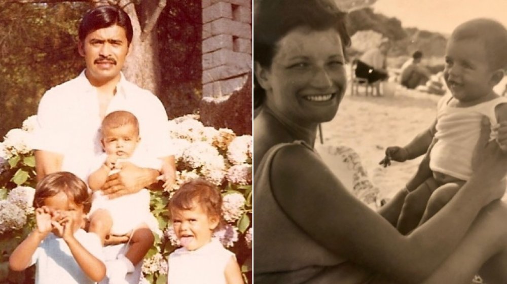 Mark Consuelos, his dad, and siblings; Mark Consuelos' mom and him as a baby