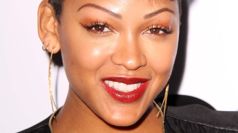 Meagan Good in red lipstick